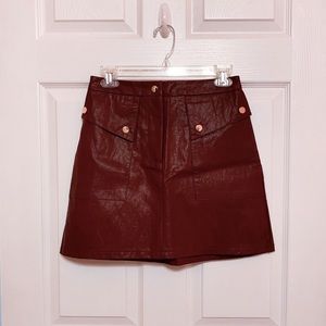 Burgundy leather skirt